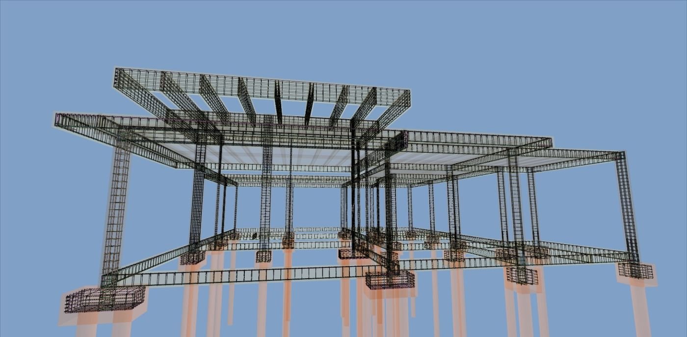 Modelo estrutural 3D de projeto da Domax Engenharia