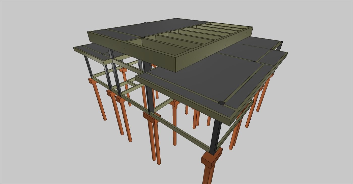 Estrutura de sobrado em 3D